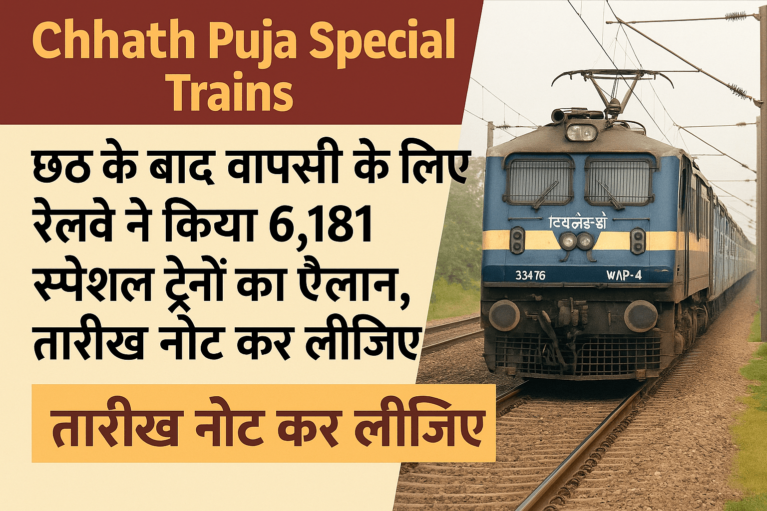 Chhath Puja 2025: रेलवे ने 6,181 स्पेशल ट्रेनें चलाने का ऐलान, अपनी वापसी की तारीख नोट करें